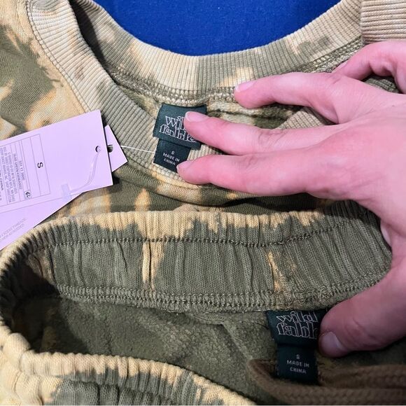 NWT Wild Fable 2 Piece Olive Green Tie Dye Oversize Sweatshirt & Jogger Pants S - Picture 6 of 10